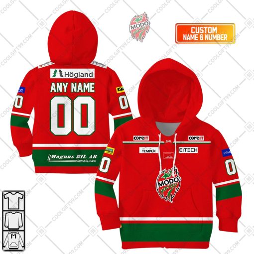 Personalized SHL Modo Hockey Home jersey Style | KID Hoodie, T Shirt, Zip Hoodie, Sweatshirt