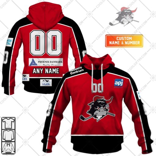 Personalized Metal Ligaen Rodovre Mighty Bulls Home Jersey 2324 Style | Hoodie, T Shirt, Zip Hoodie, Sweatshirt