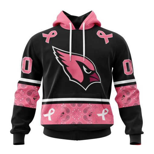 Personalized NFL Arizona Cardinals PINK BREAST CANCER Specialized Design In Classic Style With Paisley