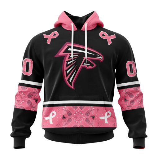 Personalized NFL Atlanta Falcons PINK BREAST CANCER Specialized Design In Classic Style With Paisley