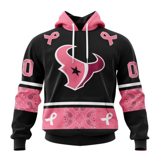 Personalized NFL Houston Texans PINK BREAST CANCER Specialized Design In Classic Style With Paisley