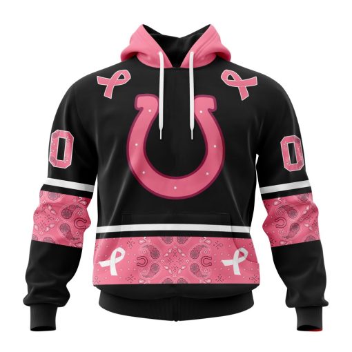 Personalized NFL Indianapolis Colts PINK BREAST CANCER Specialized Design In Classic Style With Paisley