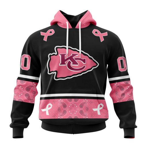 Personalized NFL Kansas City Chiefs PINK BREAST CANCER Specialized Design In Classic Style With Paisley