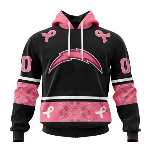 Personalized NFL Los Angeles Chargers PINK BREAST CANCER Specialized Design In Classic Style With Paisley