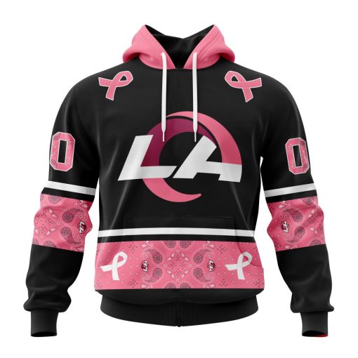Personalized NFL Los Angeles Rams PINK BREAST CANCER Specialized Design In Classic Style With Paisley