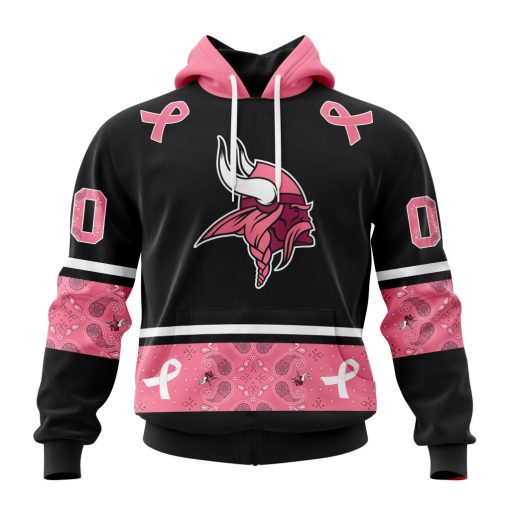 Personalized NFL Minnesota Vikings PINK BREAST CANCER Specialized Design In Classic Style With Paisley