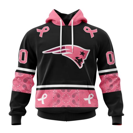 Personalized NFL New England Patriots PINK BREAST CANCER Specialized Design In Classic Style With Paisley