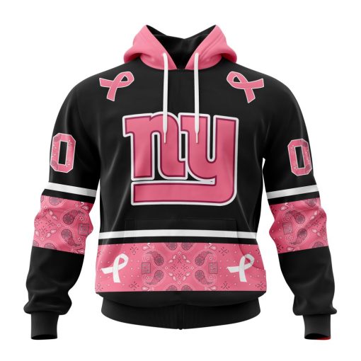 Personalized NFL New York Giants PINK BREAST CANCER Specialized Design In Classic Style With Paisley