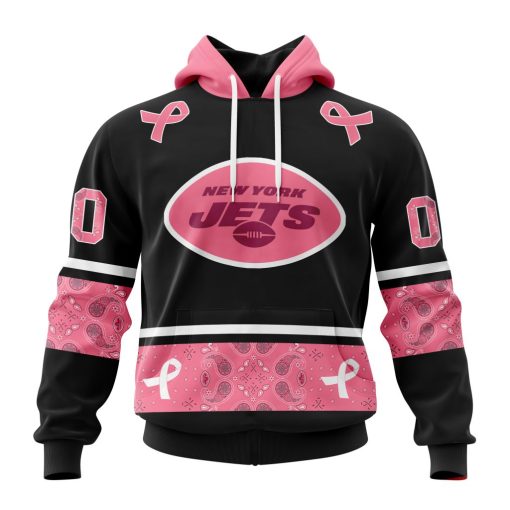 Personalized NFL New York Jets PINK BREAST CANCER Specialized Design In Classic Style With Paisley