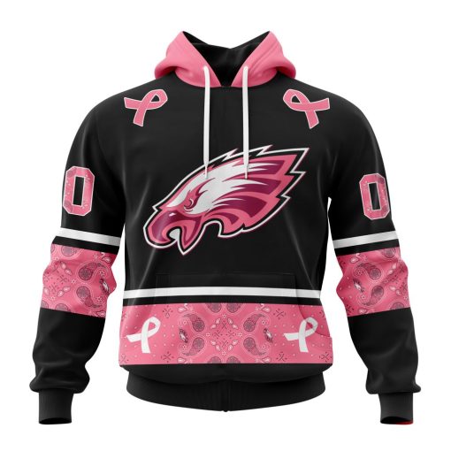 Personalized NFL Philadelphia Eagles PINK BREAST CANCER Specialized Design In Classic Style With Paisley