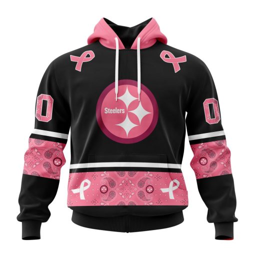 Personalized NFL Pittsburgh Steelers PINK BREAST CANCER Specialized Design In Classic Style With Paisley