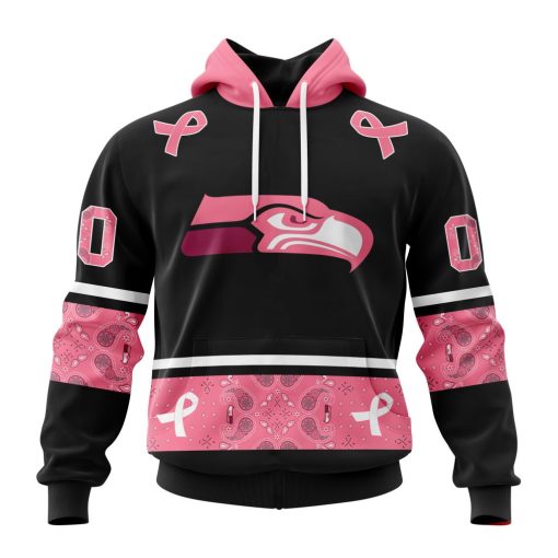 Personalized NFL Seattle Seahawks PINK BREAST CANCER Specialized Design In Classic Style With Paisley
