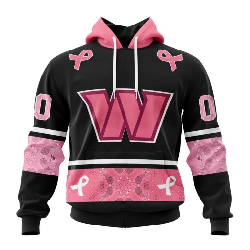 Personalized NFL Washington Commanders PINK BREAST CANCER Specialized Design In Classic Style With Paisley