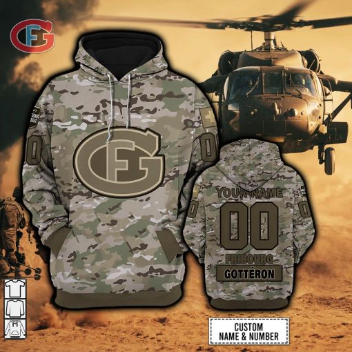 Personalized NL Hockey Fribourg Gotteron Army Camo Style | Hoodie, T Shirt, Zip Hoodie, Sweatshirt