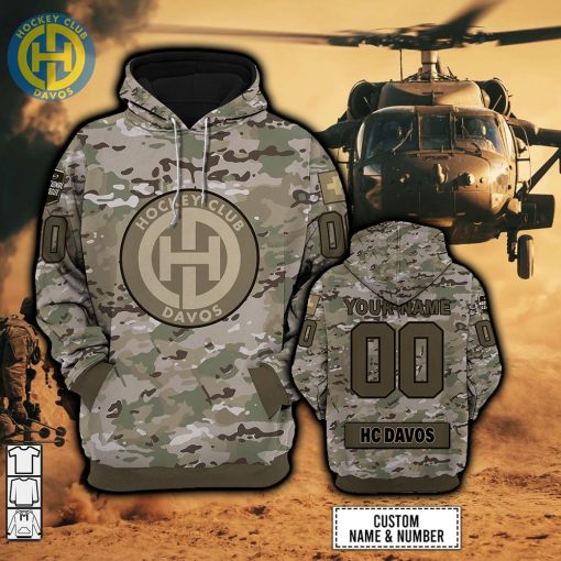 Personalized NL Hockey HC Davos Army Camo Style | Hoodie, T Shirt, Zip Hoodie, Sweatshirt