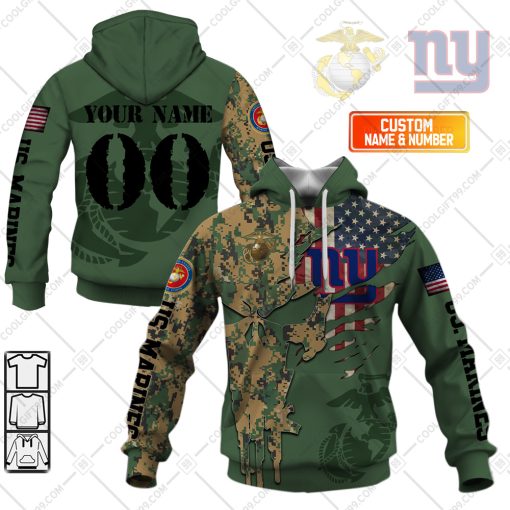 Personalized NFL New York Giants Marine Camo V1 | Hoodie, T Shirt, Zip Hoodie, Sweatshirt