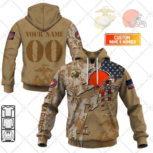 Personalized NFL Cleveland Browns Marine Camo V2 | Hoodie, T Shirt, Zip Hoodie, Sweatshirt