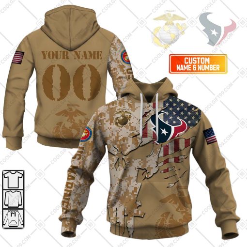 Personalized NFL Houston Texans Marine Camo V2 | Hoodie, T Shirt, Zip Hoodie, Sweatshirt