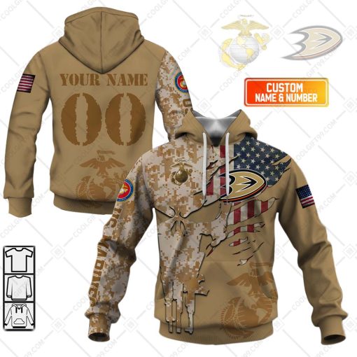 Personalized NHL Anaheim Ducks Marine Corps Camo V2 | Hoodie, T Shirt, Zip Hoodie, Sweatshirt