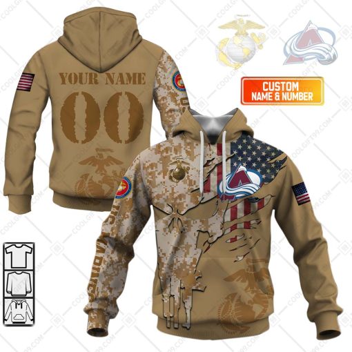 Personalized NHL Colorado Avalanche Marine Corps Camo V2 | Hoodie, T Shirt, Zip Hoodie, Sweatshirt